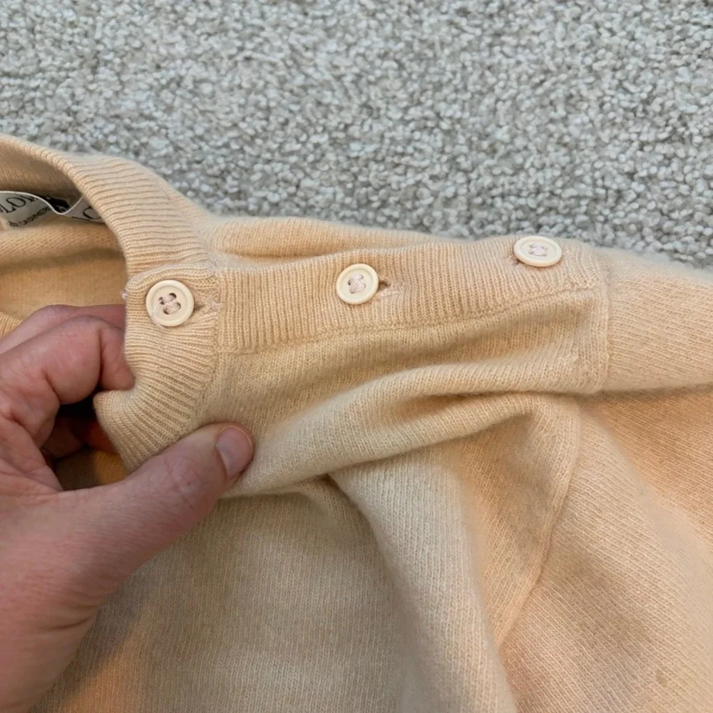 Gloria Sachs 100% Cashmere Sweater Womens S Tan Short Sleeve Crewneck Luxury